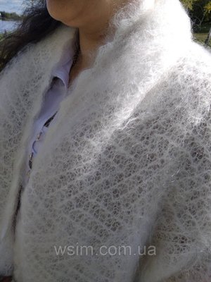 Жіночий теплий пуховий вязаний шарф ручної роботи білий 1499654943 фото