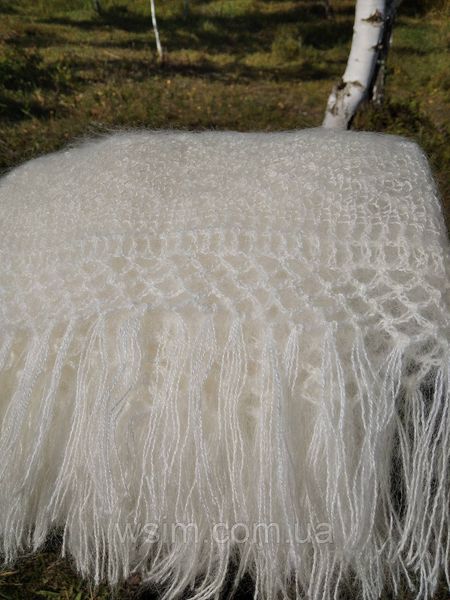 Женский теплый пуховой вязаный шарф ручной работы белый 1499654943 фото