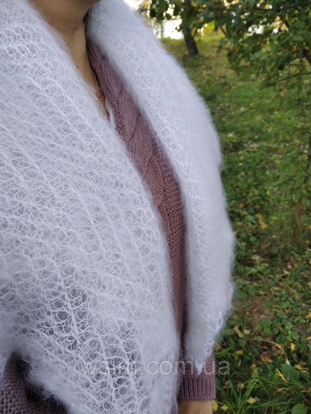 Женская теплая пуховая вязаная косынка ручной работы из козьего пуха белая 1499663333 фото
