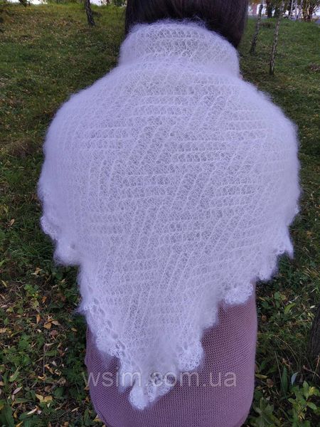 Женский пуховой платок ручной работы из козьего пуха белая 1502803034 фото