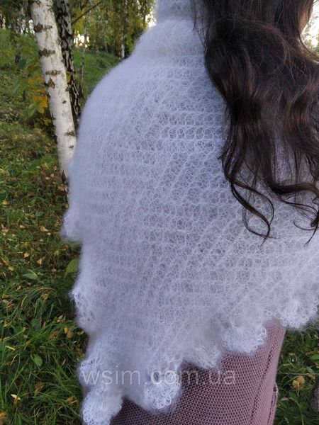 Женский пуховой платок ручной работы из козьего пуха белая 1502803034 фото